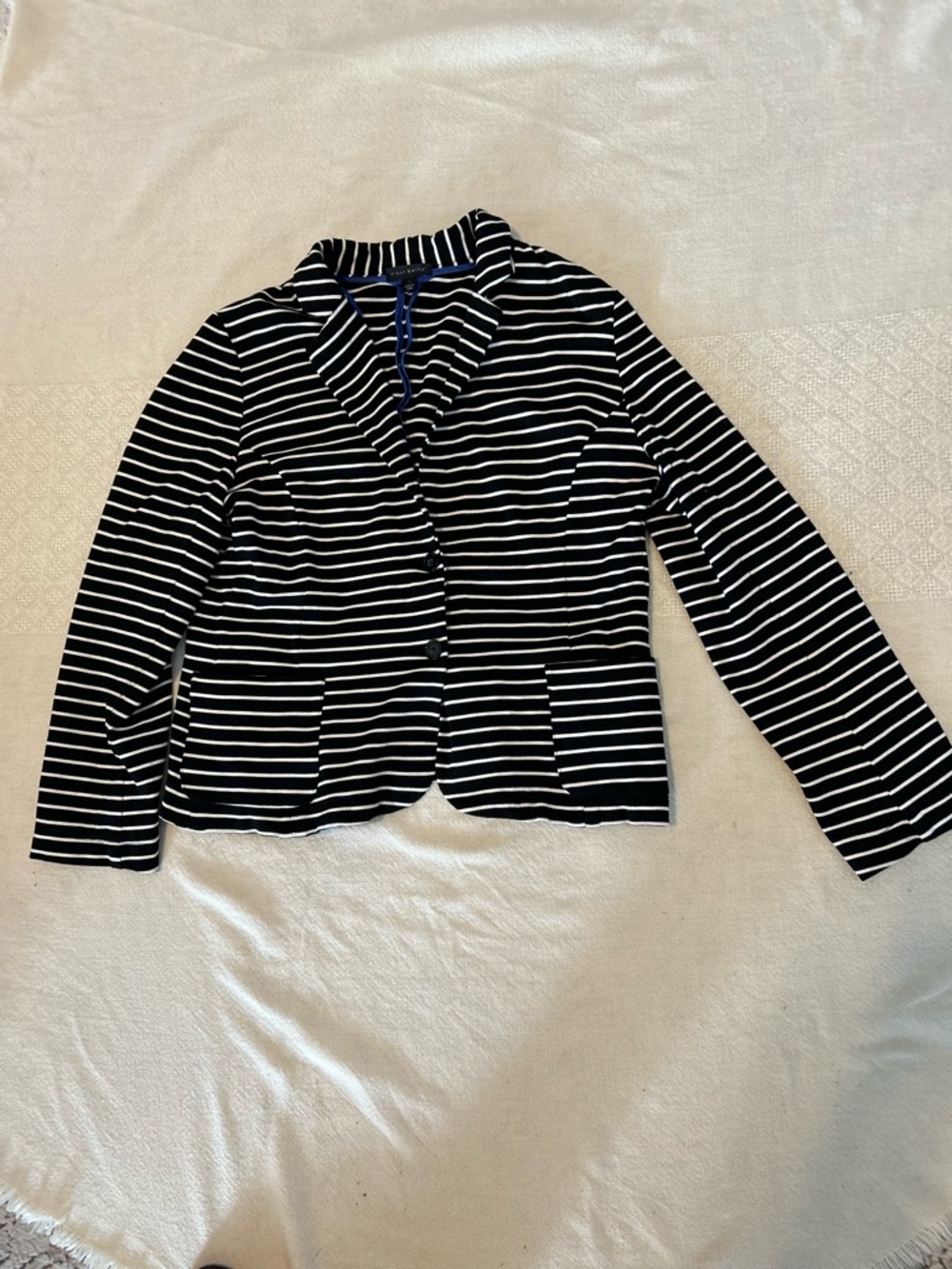 Willi Smith Black & White Striped blazer 2 button closure lg front pockets 12
